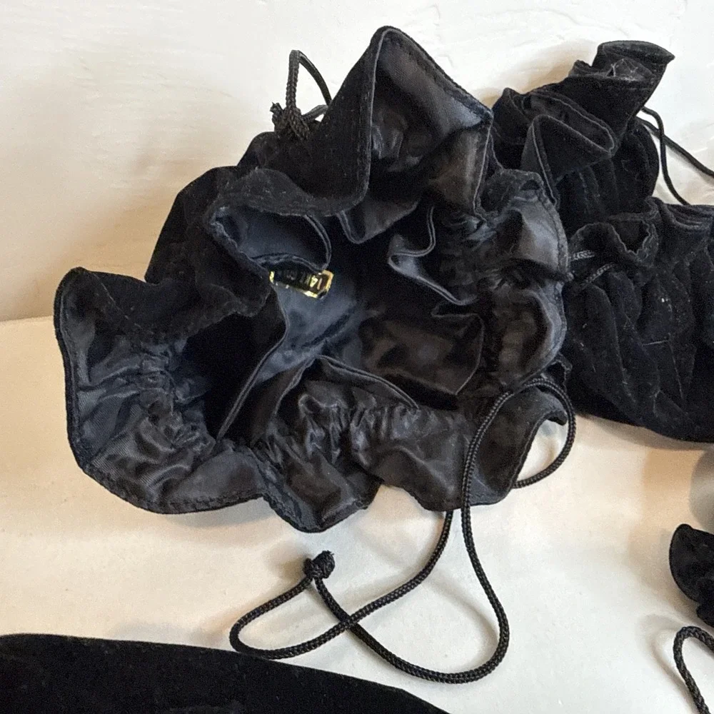 25 Vintage Jewelry Pouches Bulk Drawstring Bags Velvet Flannel Gift Storage Lot